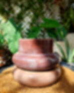 Maceta ceramica Orbe Marron Materia 21 Singular Matera Lima: 15x18cm con plato