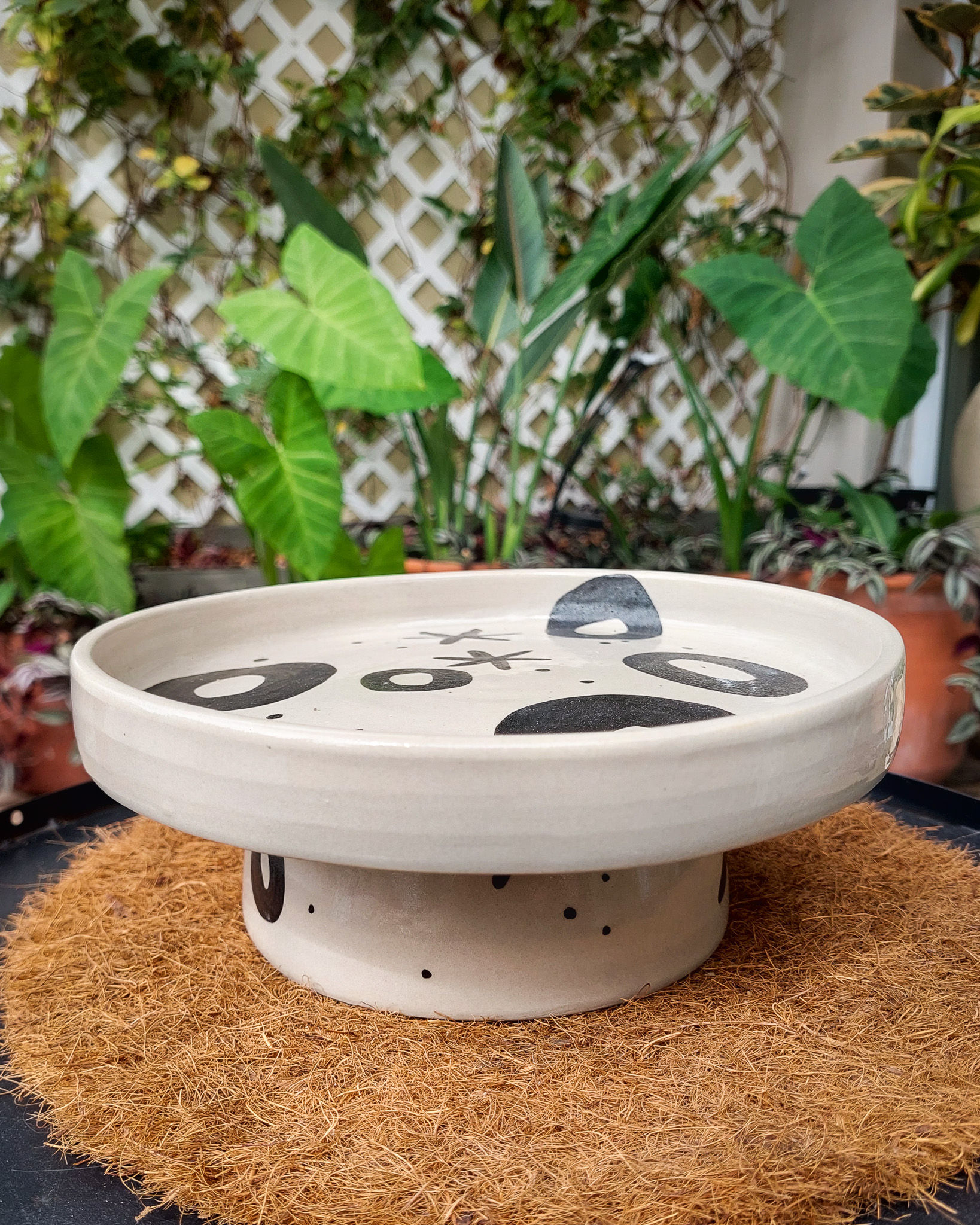 Posa torta ceramica artesanal Agua Complemento Fuego Matera Lima: 9.3x22.3cm pintada a mano