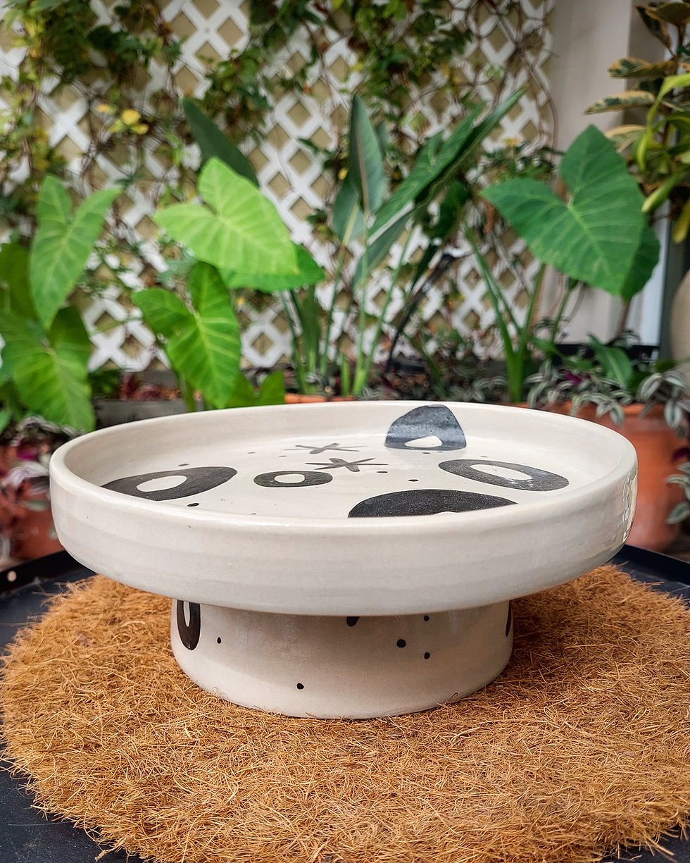 Posa torta ceramica artesanal Agua Complemento Fuego Matera Lima: 9.3x22.3cm pintada a mano