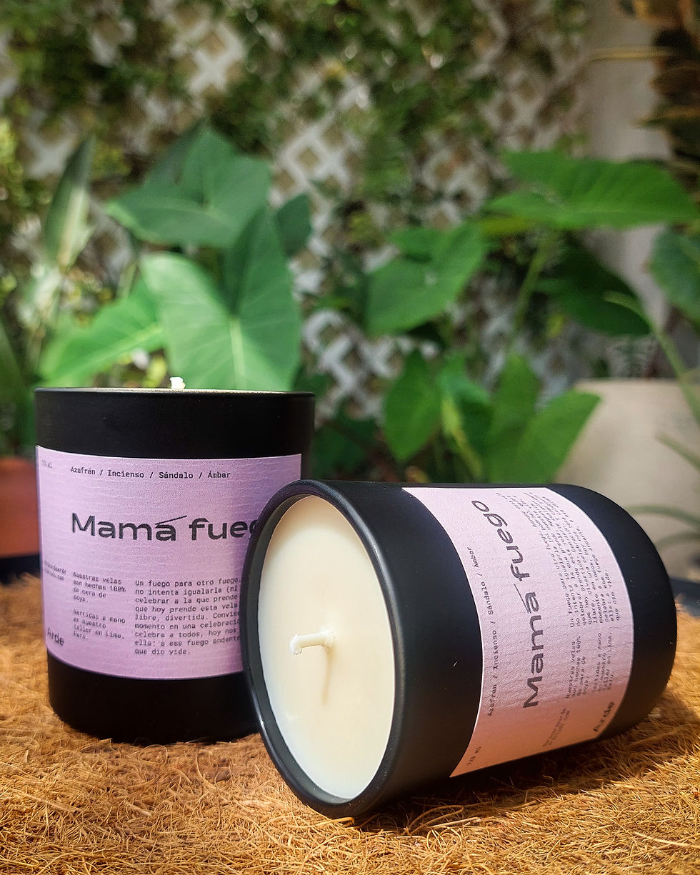 Vela aromatica Mama Fuego Arde Matera Lima: notas azafran incienso sandalo ambar 170ml