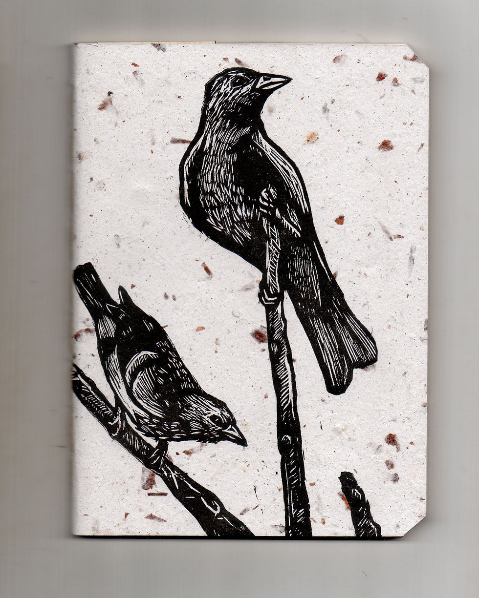 Miniatura: Cuaderno artesanal A5 grabado Bosques de Papel Lima: animales selva papel ecologico unico