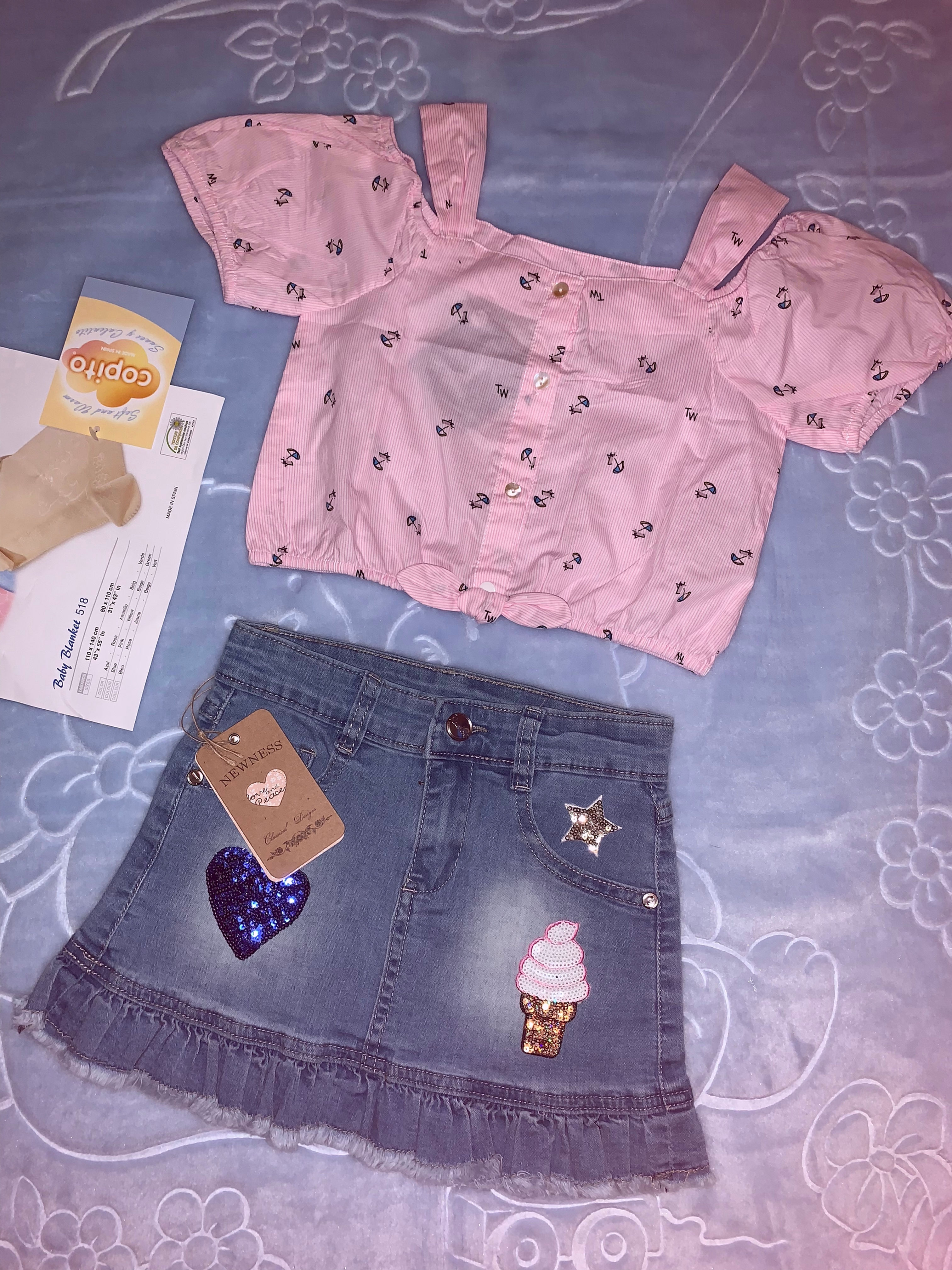 Newness crop top and skirt set