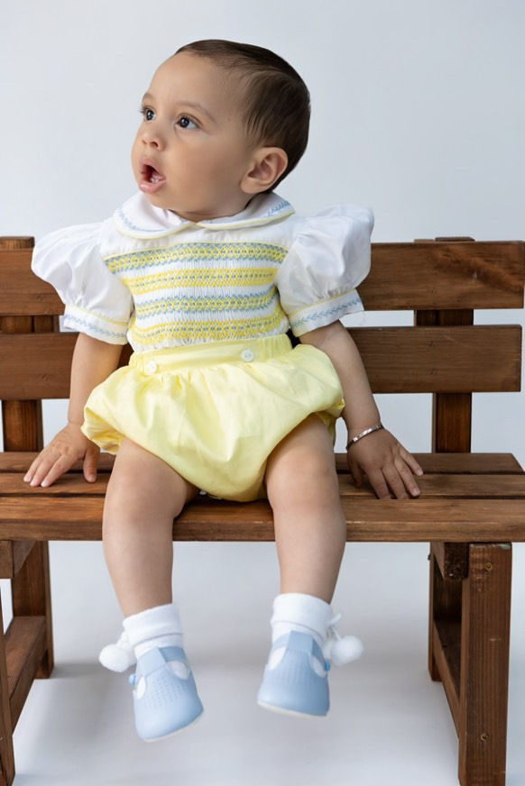 Thumbnail: Boys lemon and blue smock 