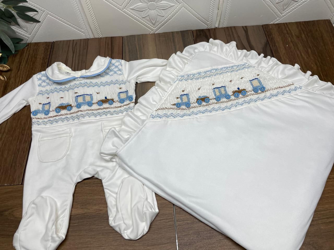 Pre Tractor smock babygrow set 