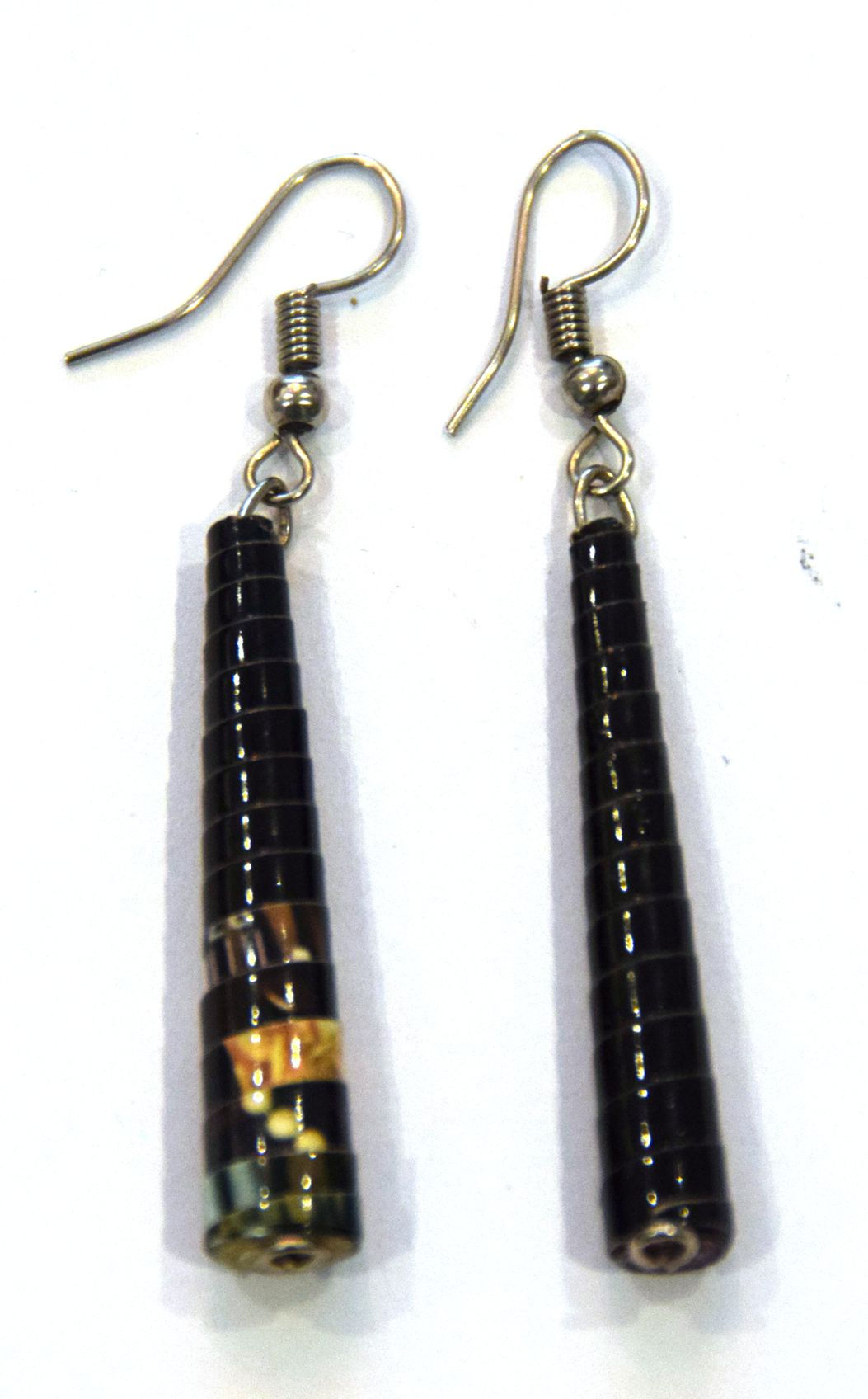 Paper Bead Earrings - black