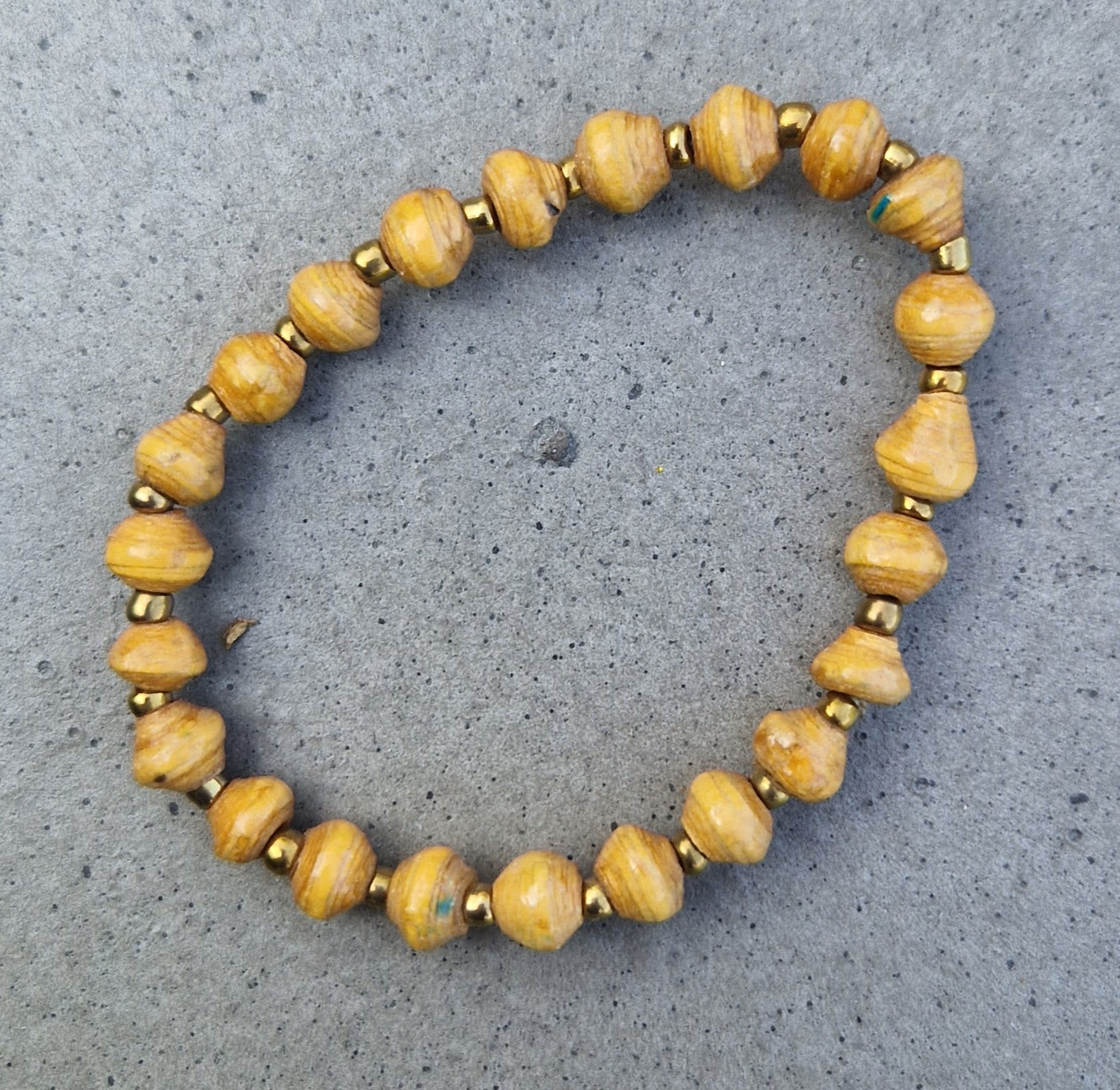 Paper Bead Bracelet - Mustard