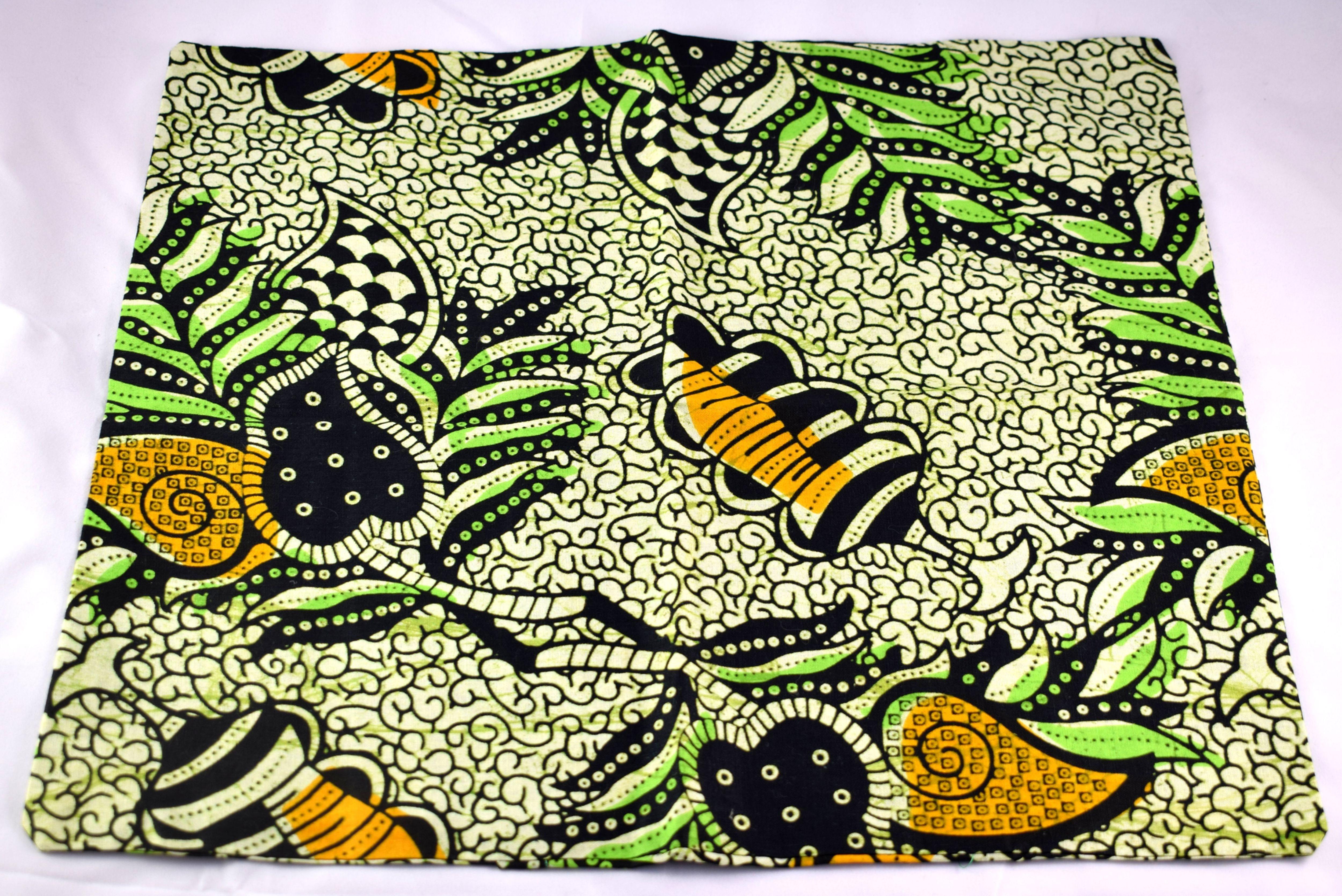 Cushion Cover - Green, Cream, Orange & Black