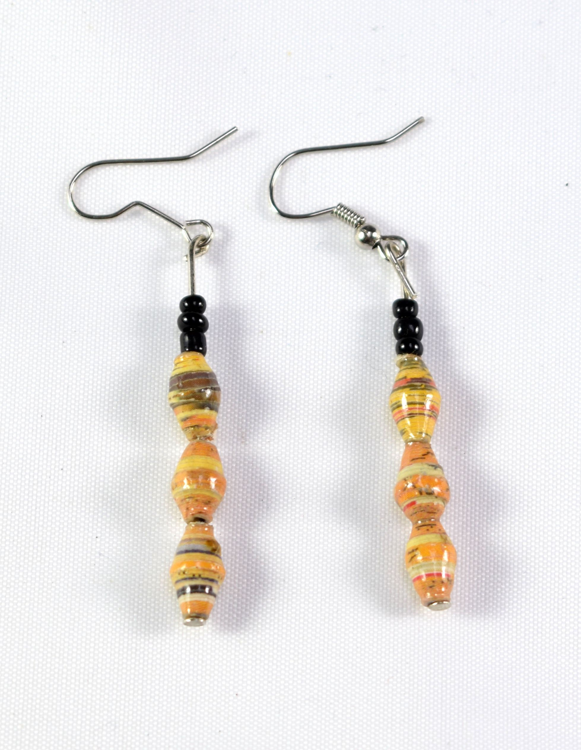 Paper Bead Earrings - Orange