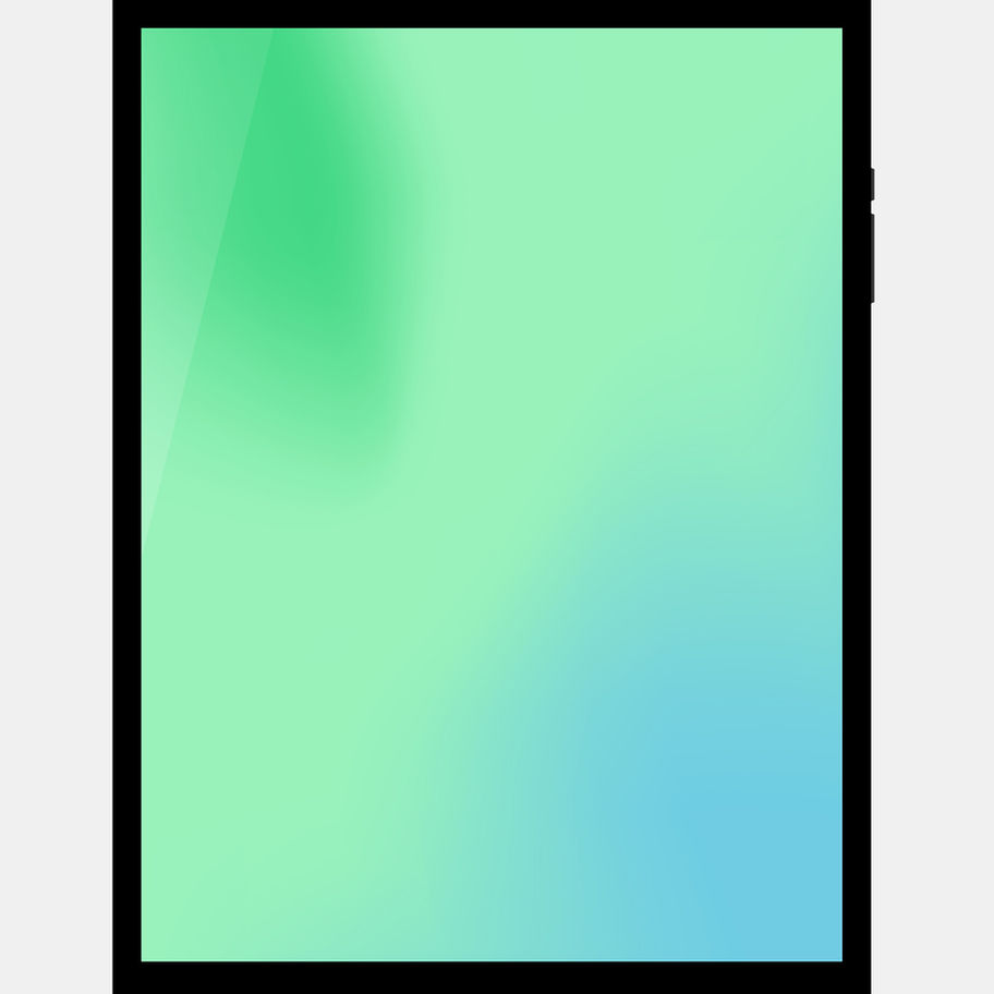 Tablet with green and blue screen. NeoVision CineMax 1080P display and a black outline.