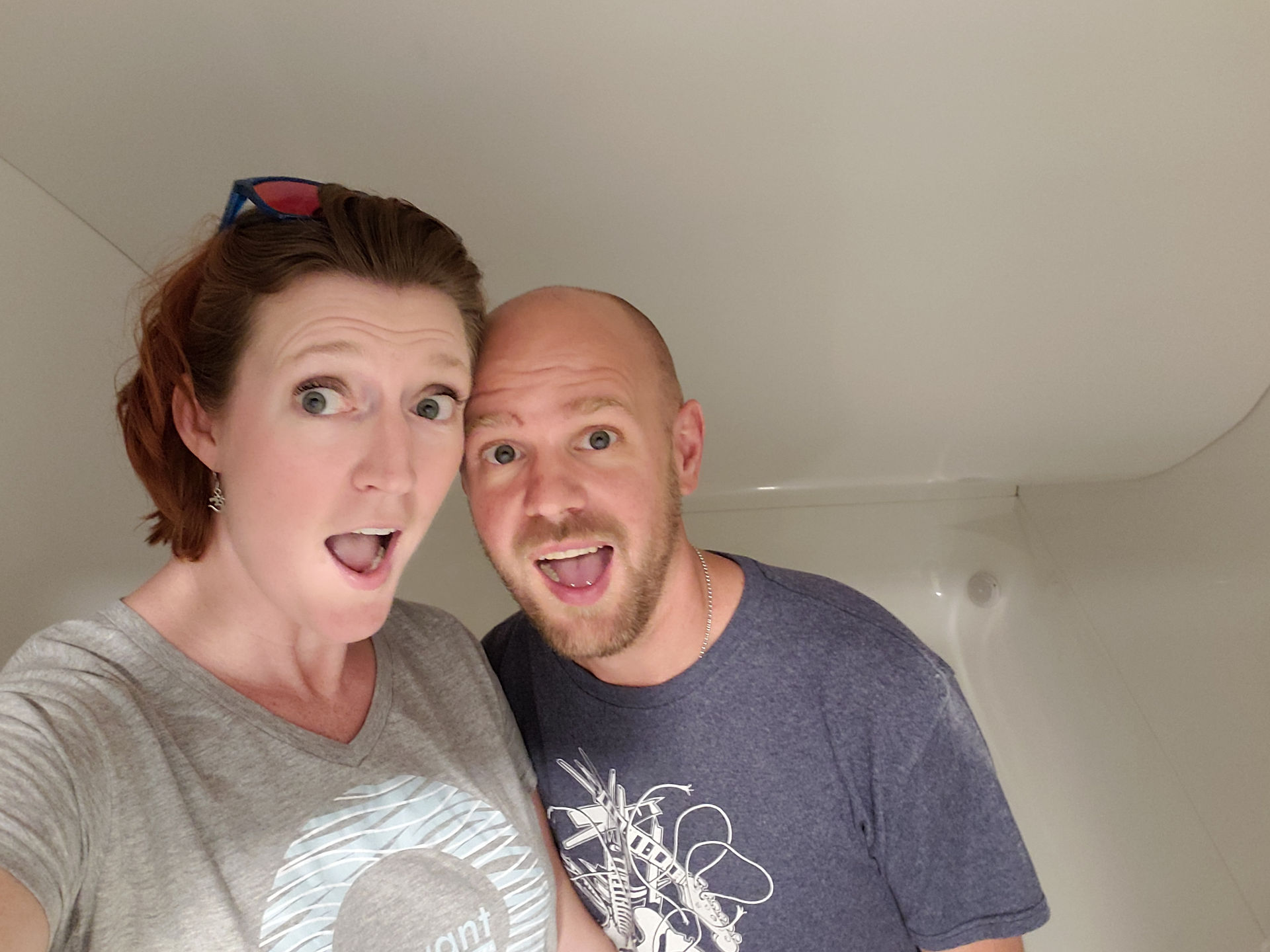 We are seriously giddy inside a float room.