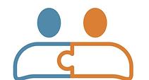 an illustration of two people connected via a jigsaw piece representing partnerships