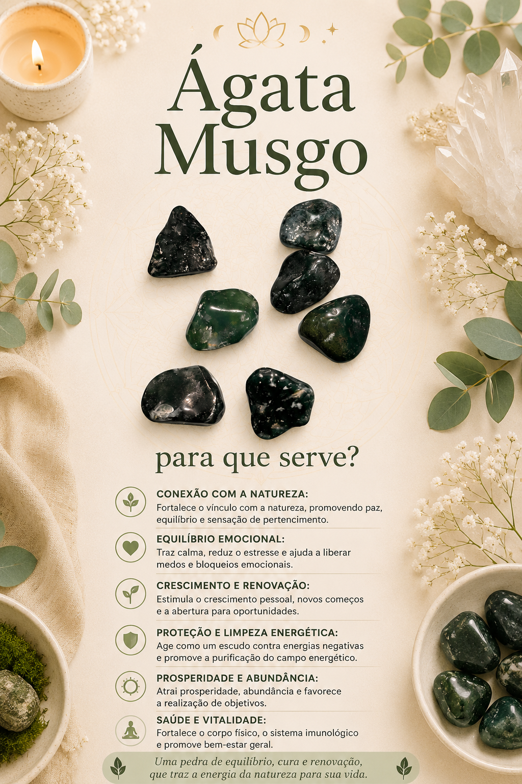 Pedra Ágata Musgo