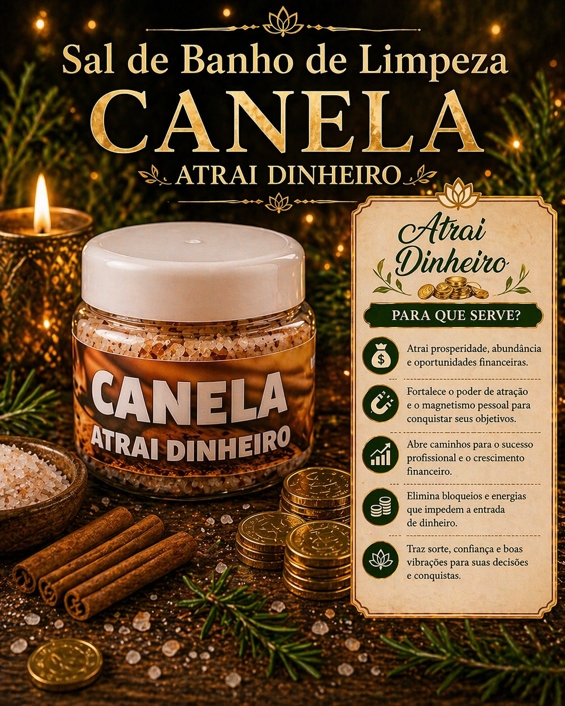 Sal de banho de limpeza - Canela