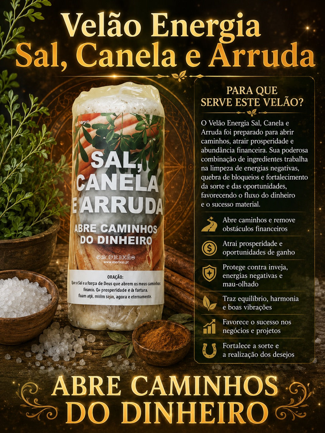 Velão Energia - Sal, Canela e Arruda