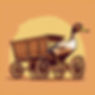 Picture of a duck driving a pioneer wagon. Realistic..jpg