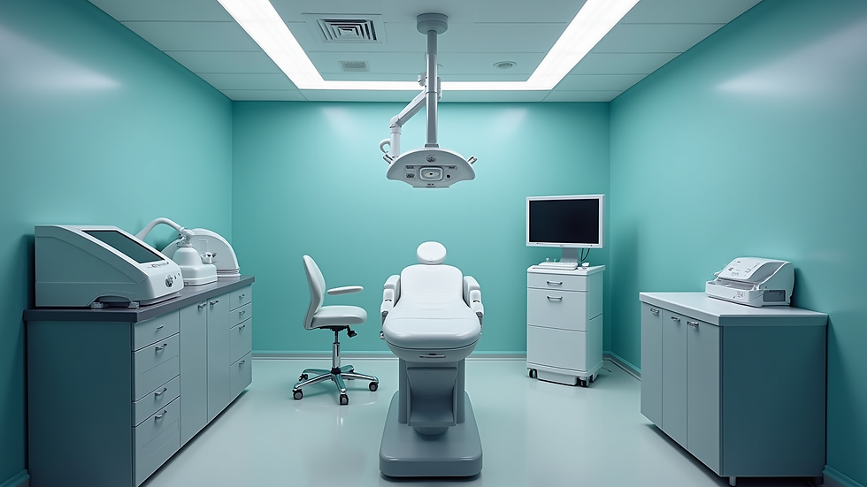 Eye-level view of laser treatment room with modern equipment