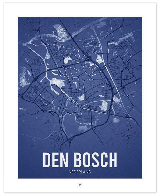 Den Bosch - Stadsposter in kleur Blauw
