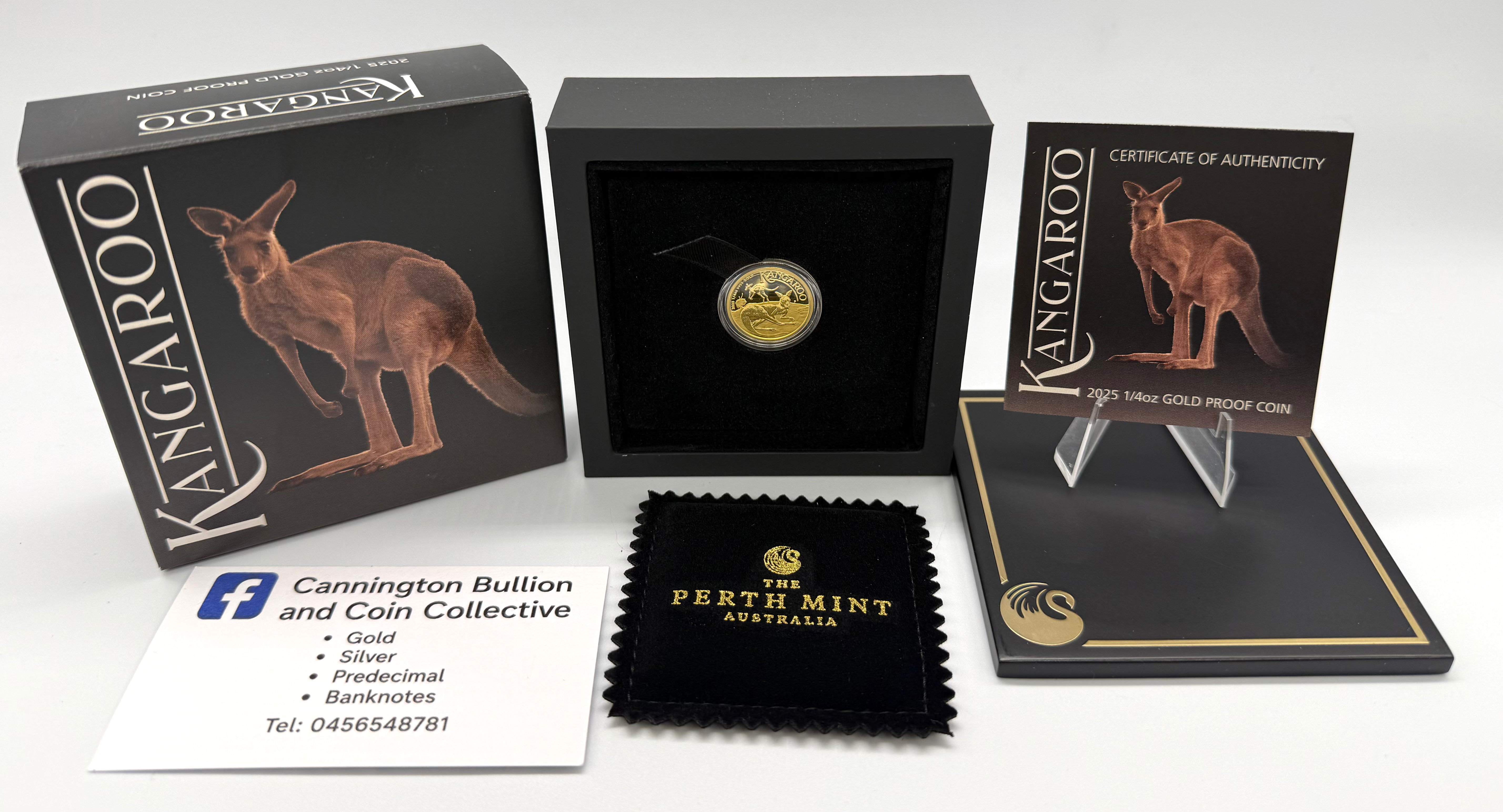 2025 Perth Mint Kangaroo $25 1/4oz Gold Proof Coin Mintage 500 Australia COA