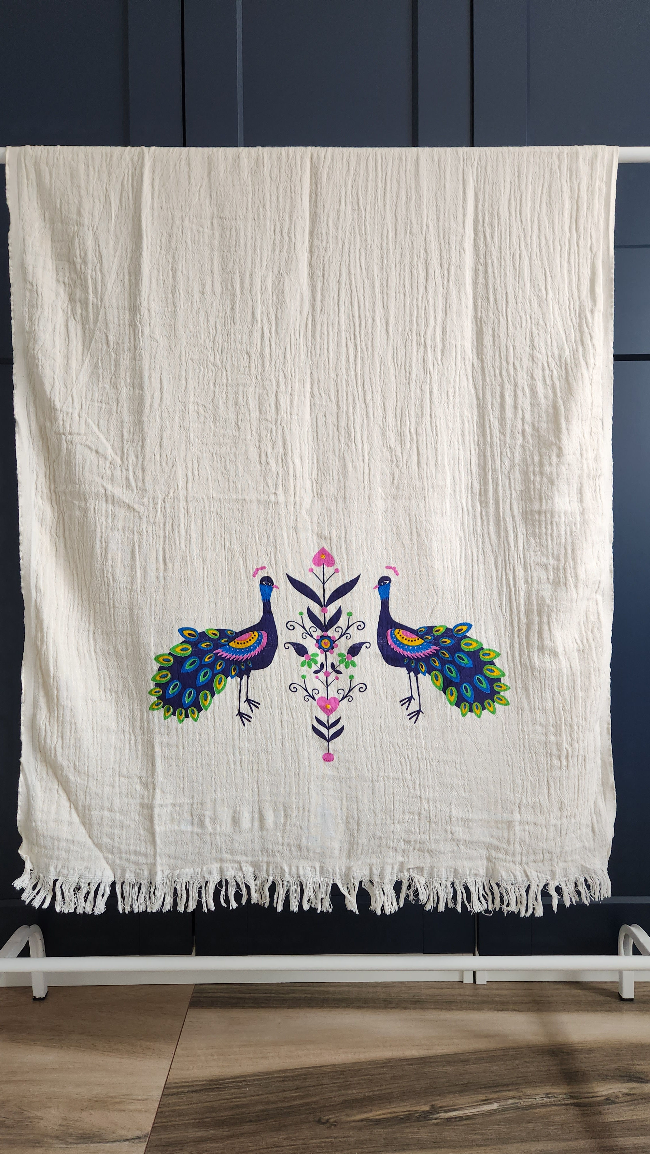 Müslin Peştemal,Plaj Havlusu,%100 Pamuk,Buldan Peştemal,Tavuskuşu Desenli