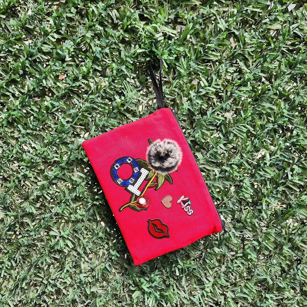 Küçük resim: Özel Tasarım Astarlı Clutch Bez Nakış ve Armalı Portföy El Makyaj Plaj Çantası