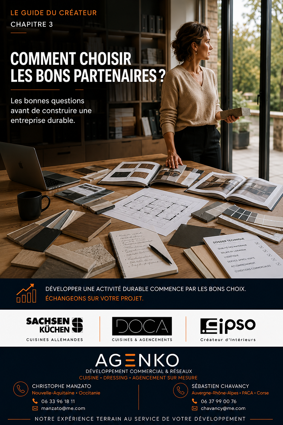 Guide du créateur Agenko - Comment choisir les partenaires, fabricants et fournisseurs pour créer ou développer une activité de cuisine et d'agencement sur mesure.