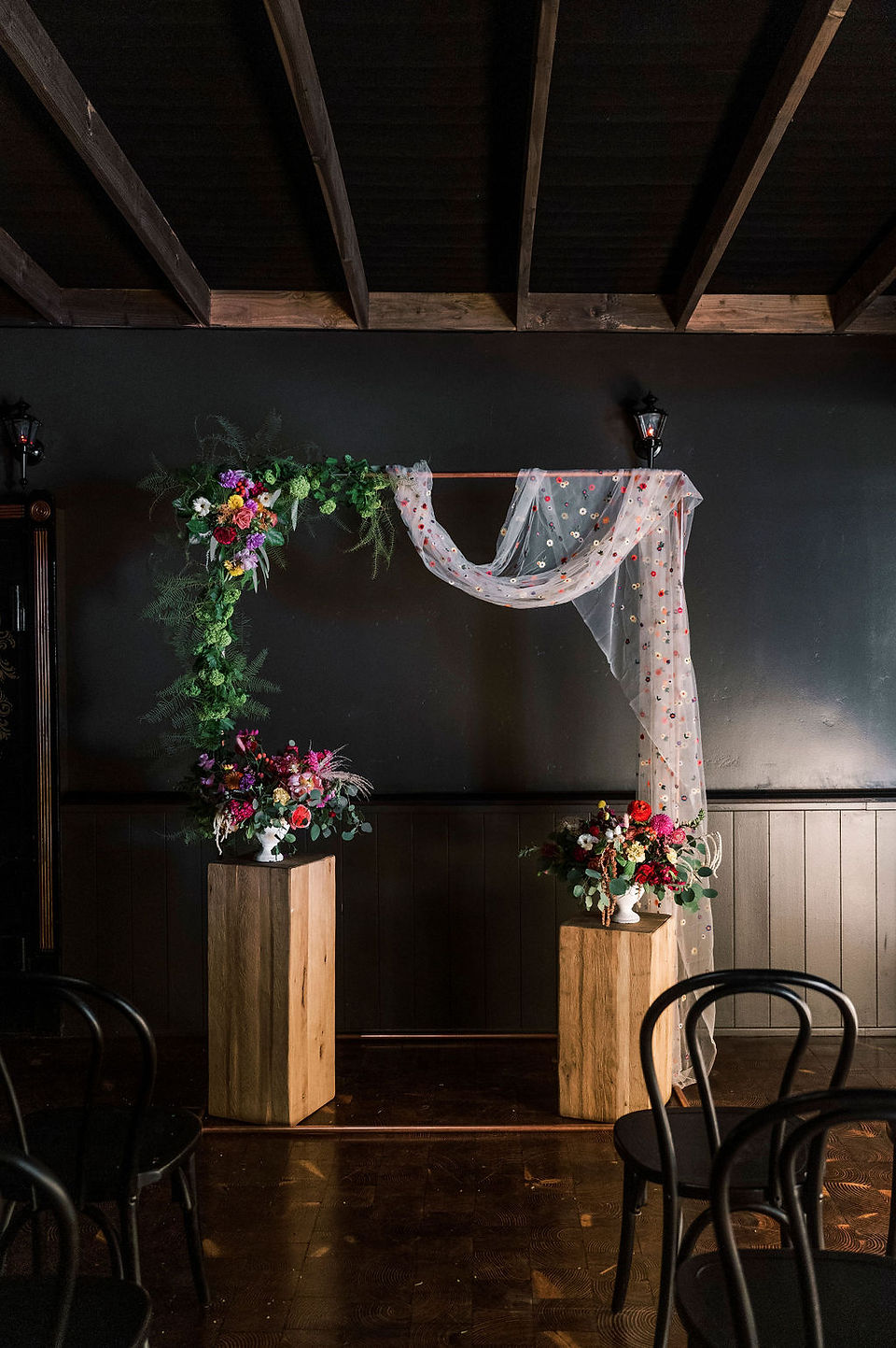 non-traditional ceremony backdrop