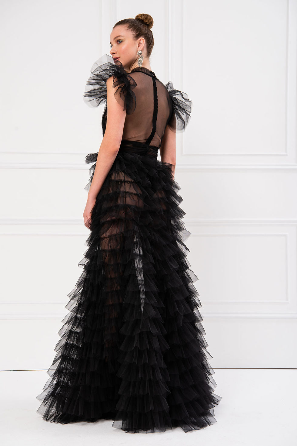 Thumbnail: TULLE DETAIL TRANSPARANT  LONG DRESS
