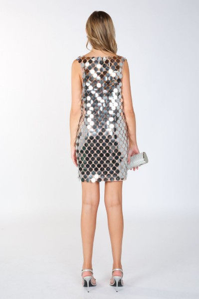 Thumbnail: MC3371 Silver Disc-Chain Mini Dress