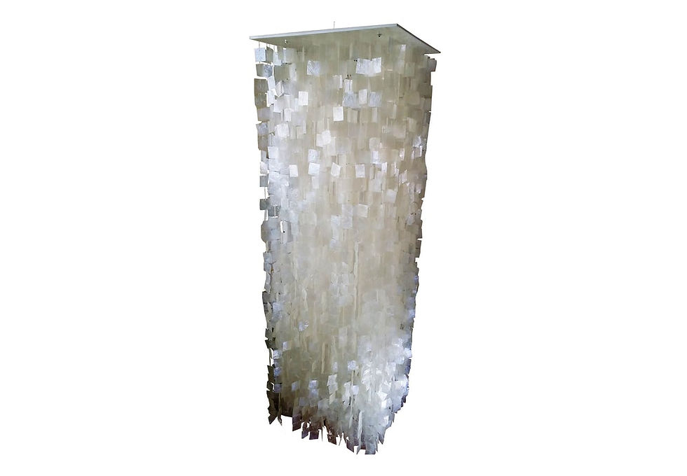 Thumbnail: Capiz Shell Waterfall Pendant, square cut shells 24x24x96