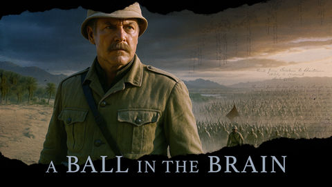 A Ball in the Brain movie poster: soldier in desert