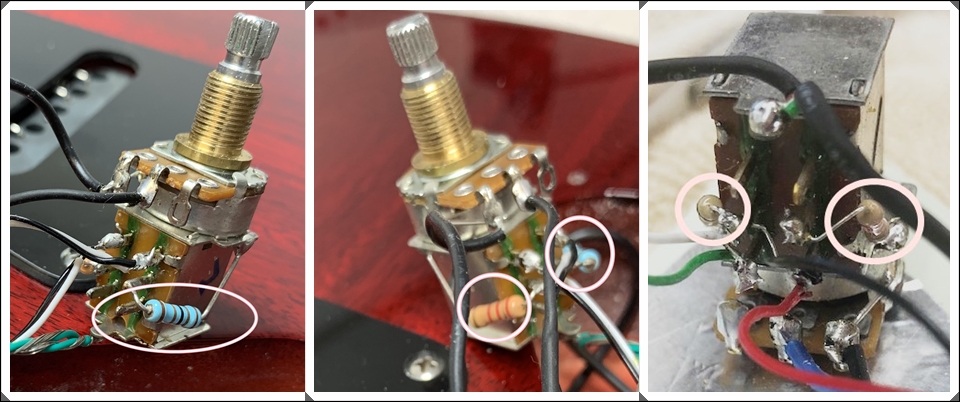 PRS partial coil splitting with resistors