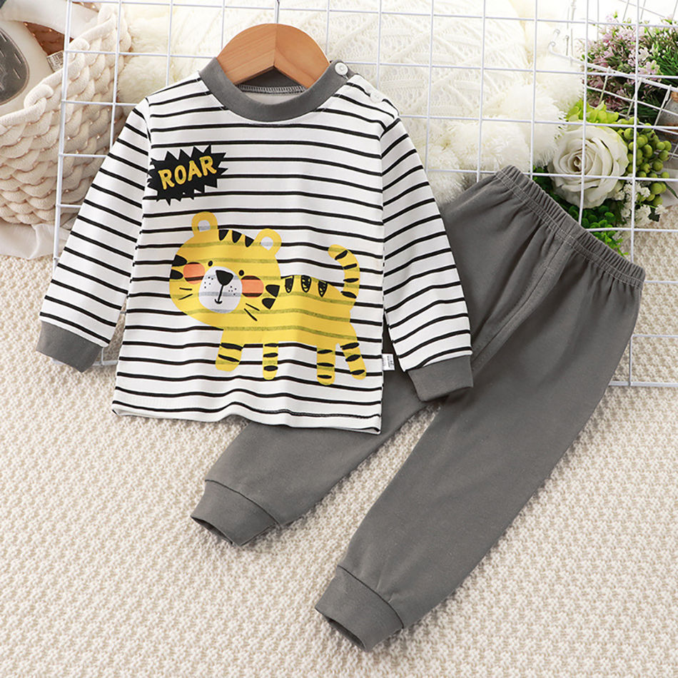 Thumbnail: Cartoon Unicorn Animal Sleepwear Children Pajamas Sets Unisex Kids Autumn Clothi