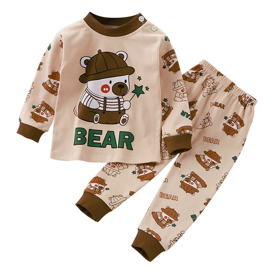 Thumbnail: Cartoon Unicorn Animal Sleepwear Children Pajamas Sets Unisex Kids Autumn Clothi