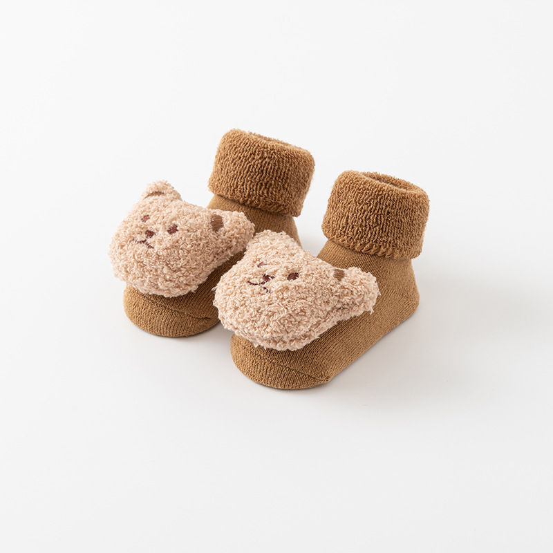 Thumbnail: New Cute Cartoon Bear Baby Socks For Boys Girls Winter Soft Cotton Anti Slip Sol
