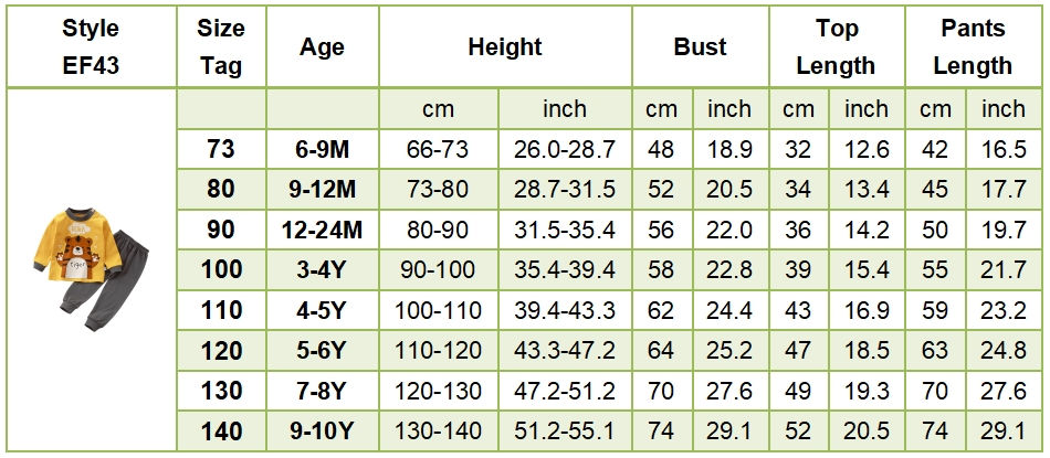 Thumbnail: Cartoon Unicorn Animal Sleepwear Children Pajamas Sets Unisex Kids Autumn Clothi
