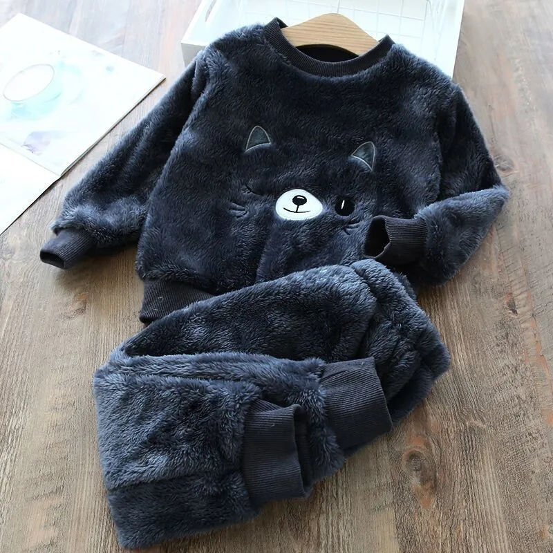 Thumbnail: Children's Pajama Sets Bear Tops + Pants 2Pcs Kids Pajamas Winter Girl Clothing 