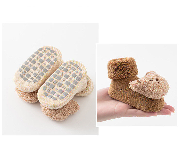 Thumbnail: New Cute Cartoon Bear Baby Socks For Boys Girls Winter Soft Cotton Anti Slip Sol