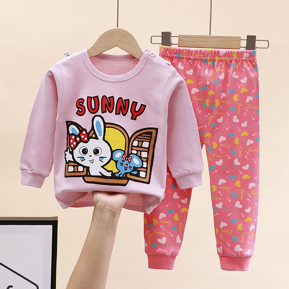 Thumbnail: Cartoon Unicorn Animal Sleepwear Children Pajamas Sets Unisex Kids Autumn Clothi