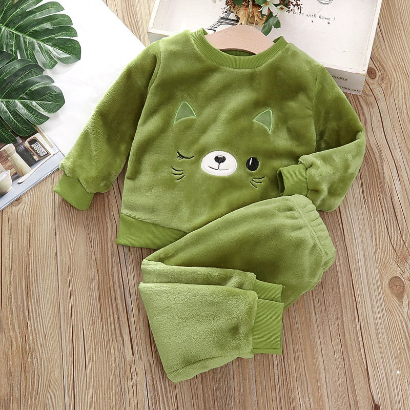 Thumbnail: Children's Pajama Sets Bear Tops + Pants 2Pcs Kids Pajamas Winter Girl Clothing 