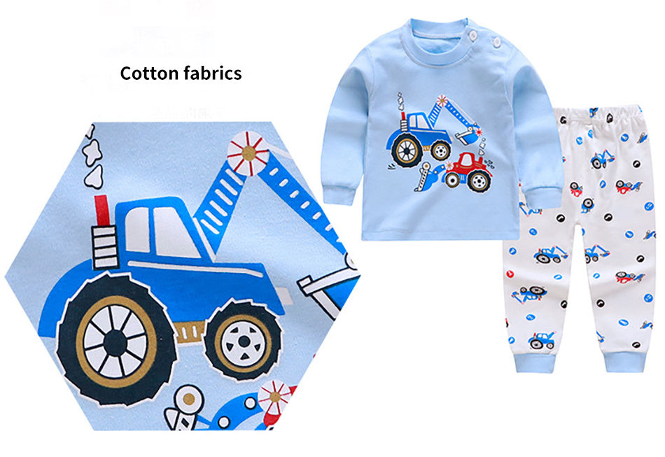 Thumbnail: Cartoon Unicorn Animal Sleepwear Children Pajamas Sets Unisex Kids Autumn Clothi