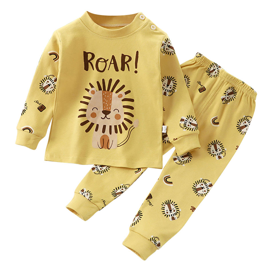 Thumbnail: Cartoon Unicorn Animal Sleepwear Children Pajamas Sets Unisex Kids Autumn Clothi