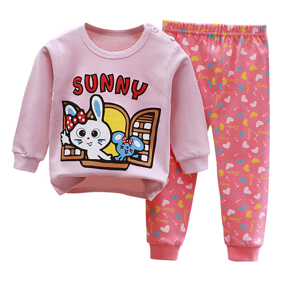 Thumbnail: Cartoon Unicorn Animal Sleepwear Children Pajamas Sets Unisex Kids Autumn Clothi