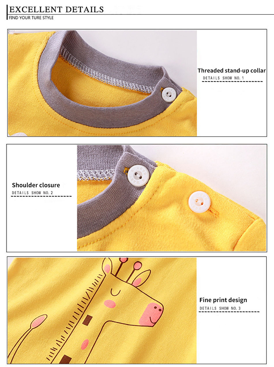 Thumbnail: Cartoon Unicorn Animal Sleepwear Children Pajamas Sets Unisex Kids Autumn Clothi