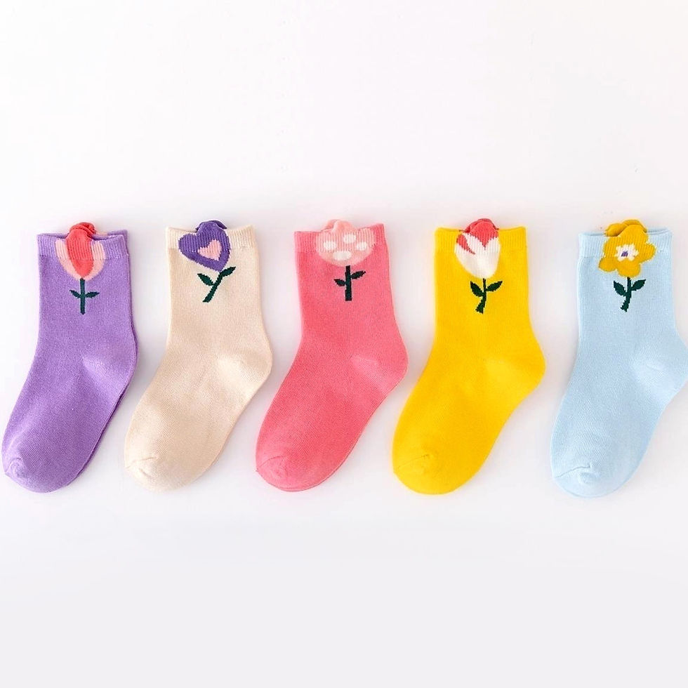 Thumbnail: 5 Pairs Girls Socks Cute Cartoon Flower Pattern Comfortable Breathable Kids Sock