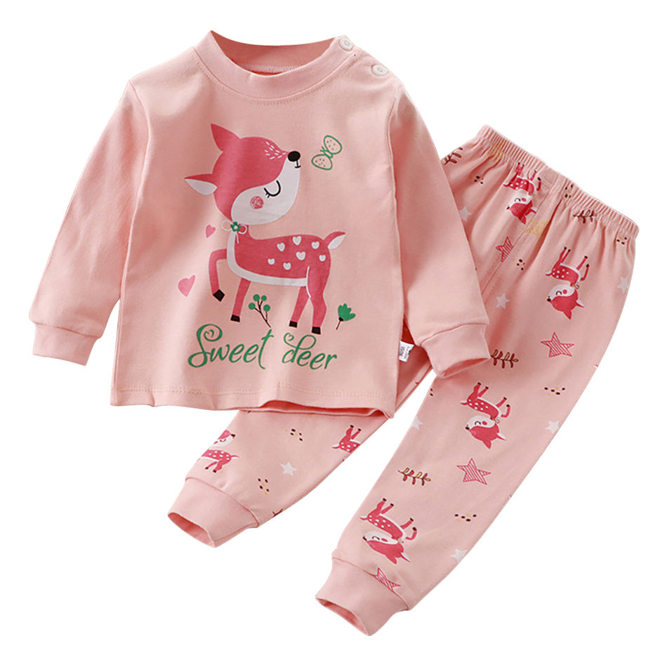 Thumbnail: Cartoon Unicorn Animal Sleepwear Children Pajamas Sets Unisex Kids Autumn Clothi