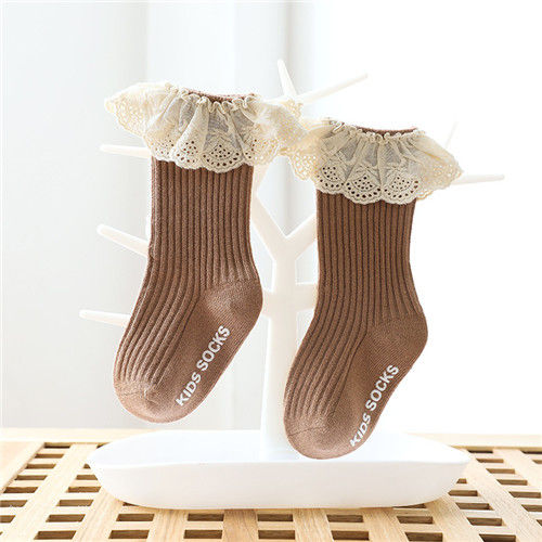 Thumbnail: Lawadka Newborn Baby Girl Socks Lace Baby Knee Socks Anti Slip Cotton Socks for 
