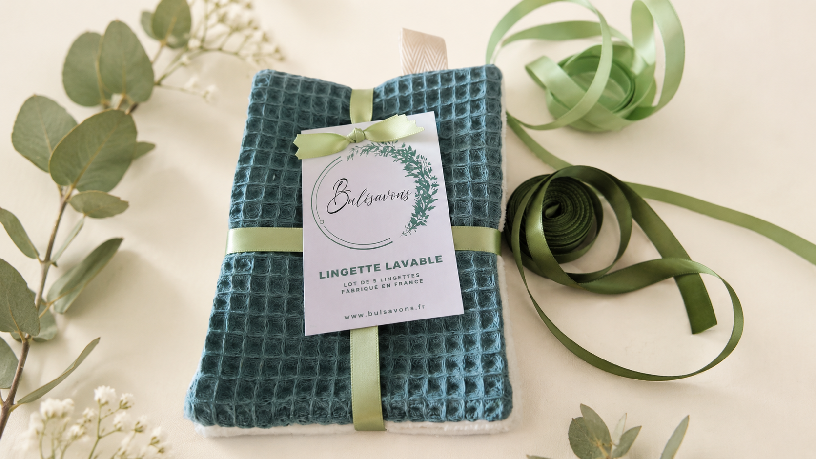 Lot de 3 grandes lingettes en éponge de bambou