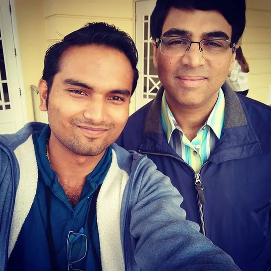 GM Swapnil Dhopade with the 5 times World Champion Vishy Anand