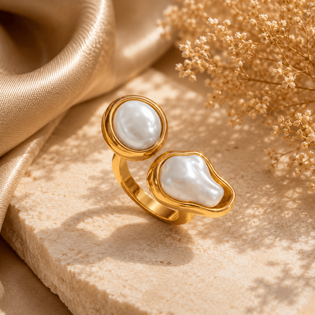 Luna Duo Pearl Open Ring