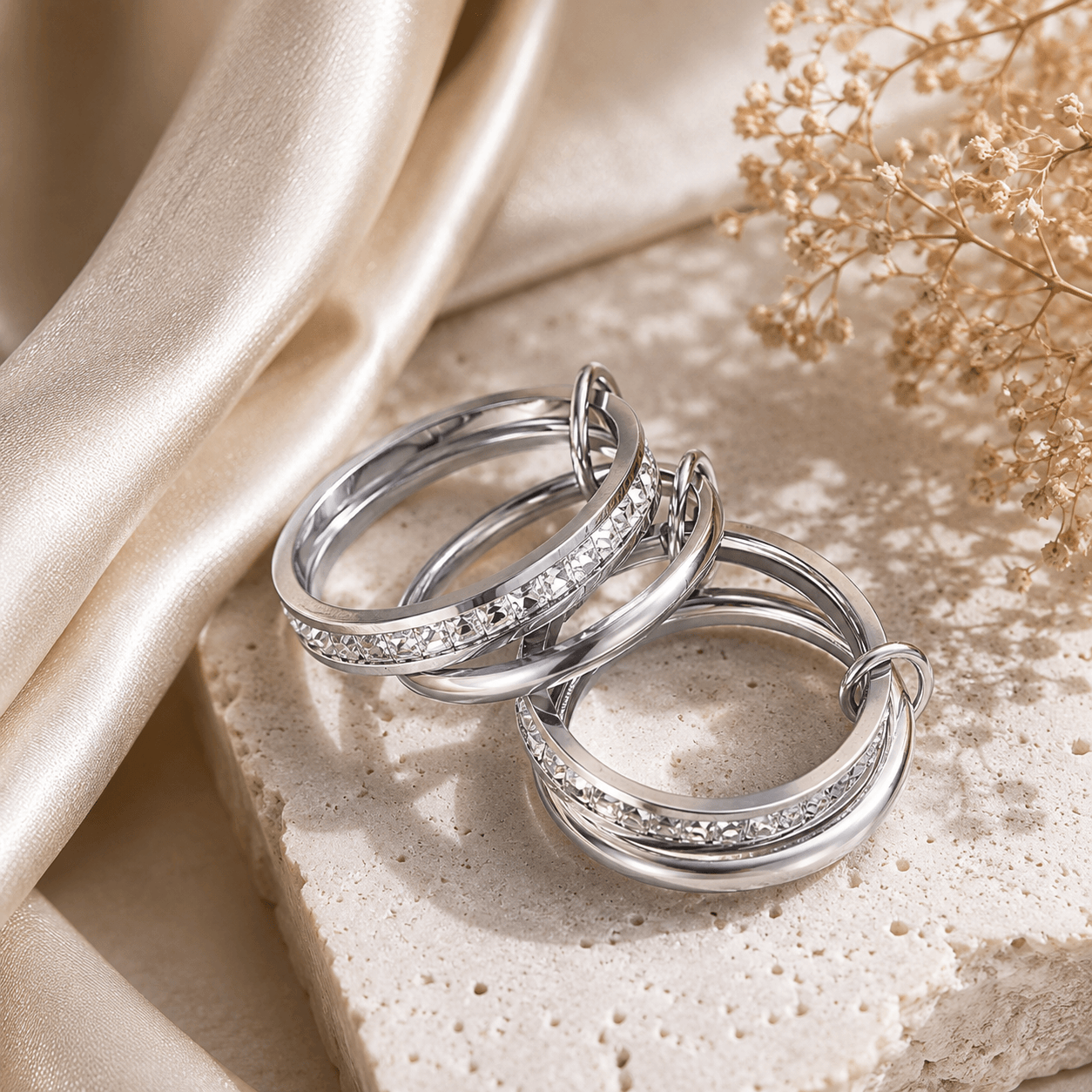 The Aurora Silver Stacked Ring™
